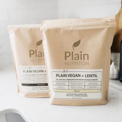Almost Plain Vegan Plus Lentil Vanilla and Chocolate Closeup