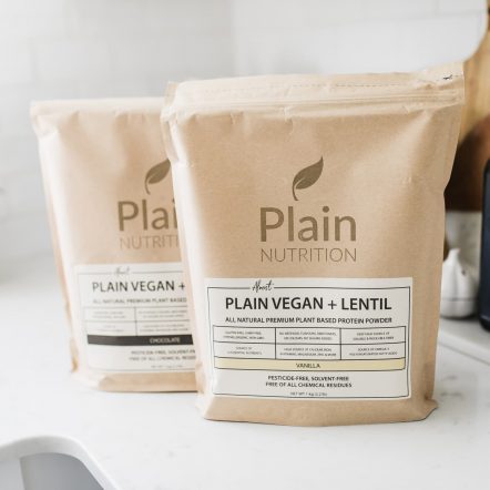 Almost Plain Vegan Plus Lentil Vanilla and Chocolate Closeup