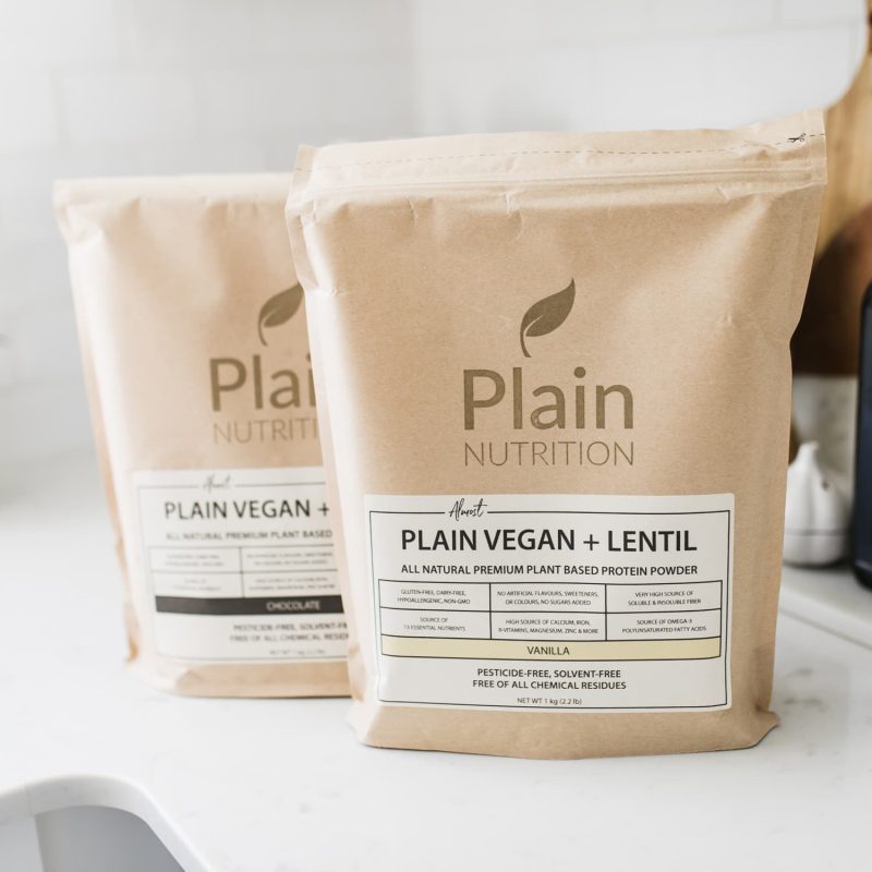 Almost Plain Vegan Plus Lentil Vanilla and Chocolate Closeup