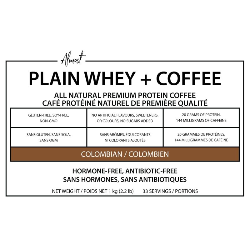 Almost Plain Whey + Coffee (Colombian) (front label)