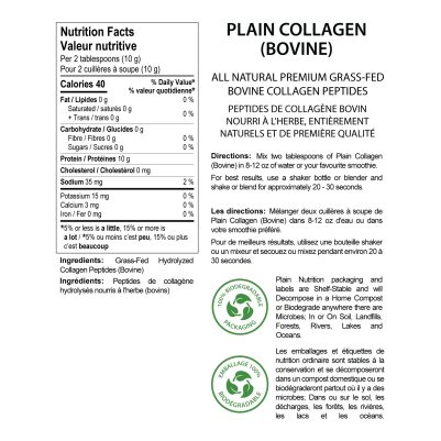 Plain Collagen (Bovine) Nutrition Facts
