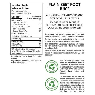 Plain Beet Root Juice Nutrition Facts