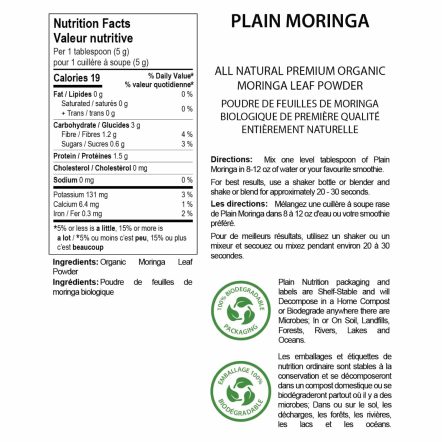 Plain Moringa Nutrition Facts