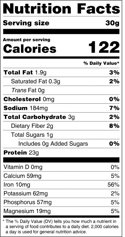 Plain Nutrition Organic Pea Protein Nutrition Facts Panel