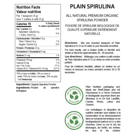 Plain Spirulina Nutrition Facts